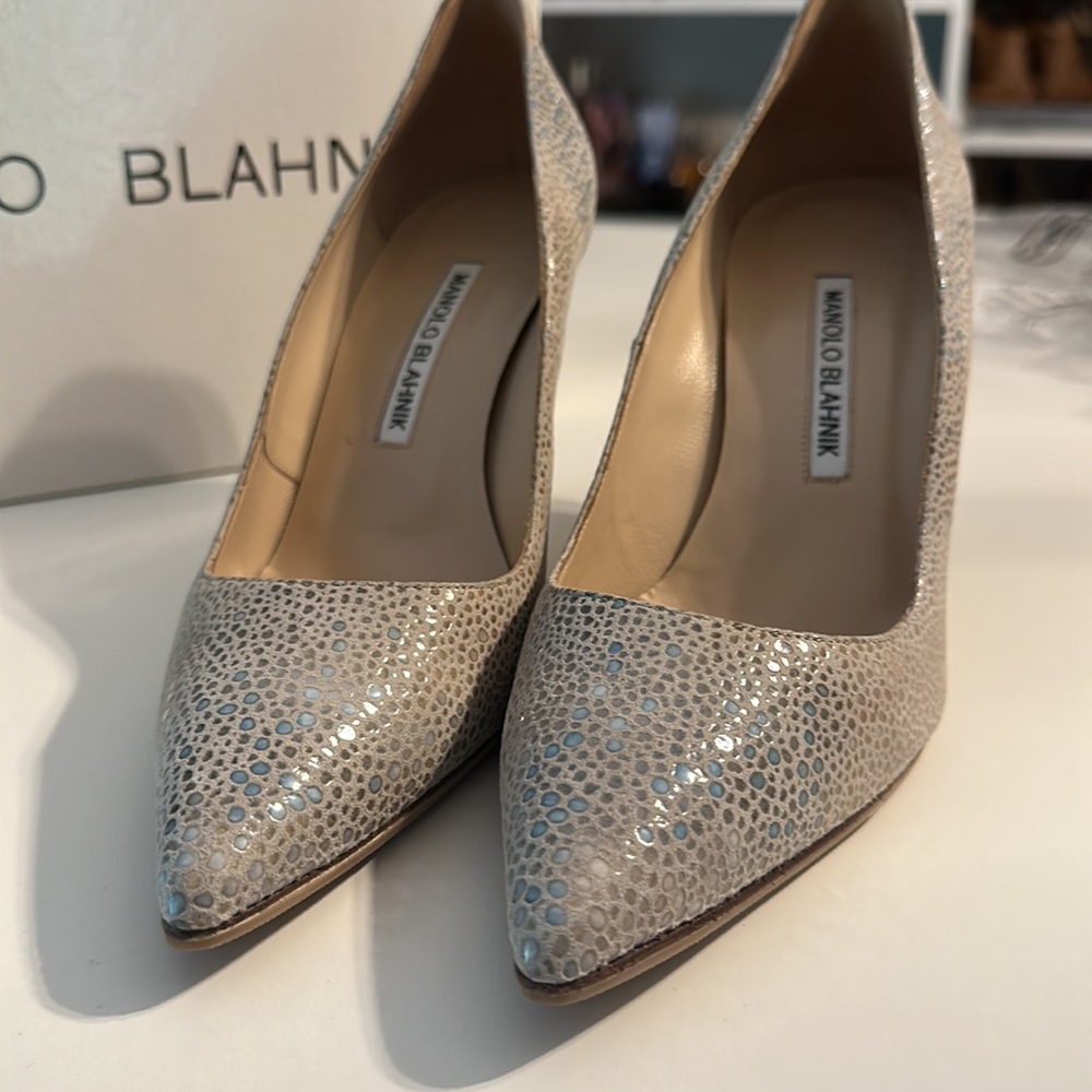Manolo Blahnik BB 90 Metallic Speck heels Size 37 - Picture 3 of 7